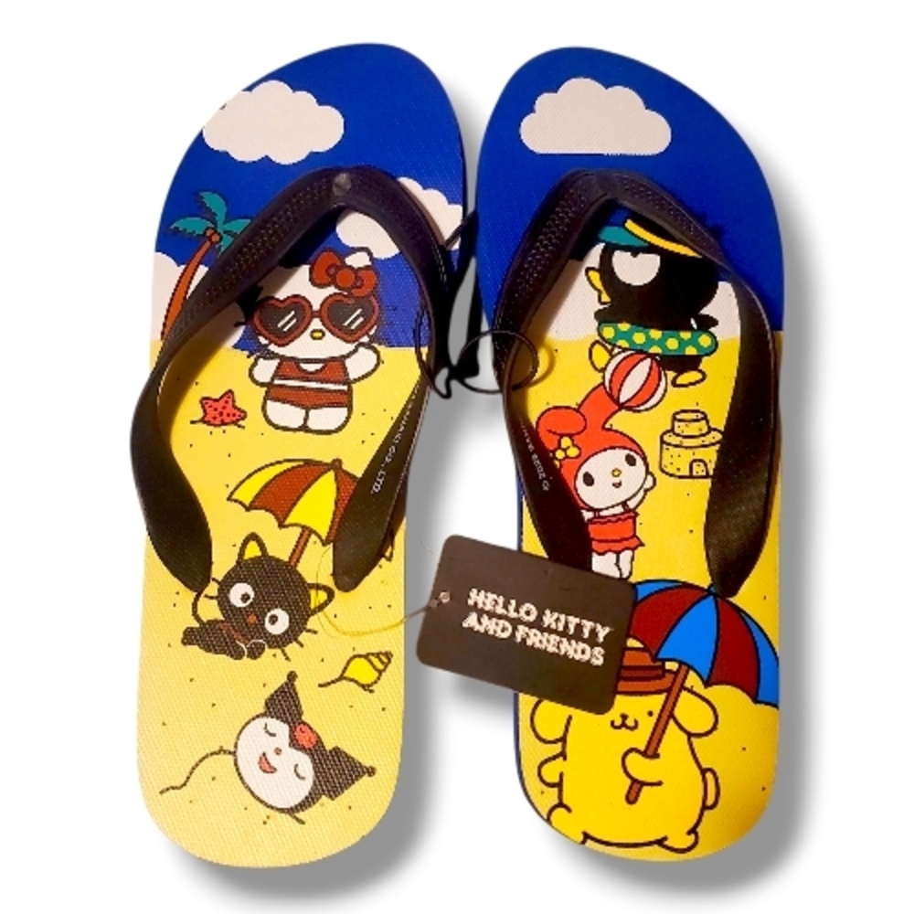 Sanrio Hello Kitty Chococat Badtz Maru Pompompurin Flip Flops Women Sz 9 Men 7